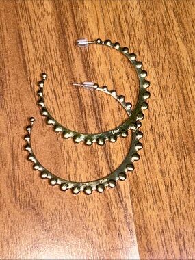 Authentic Dior 925 Gold Toned Scalloped Edge Hoop Earrings